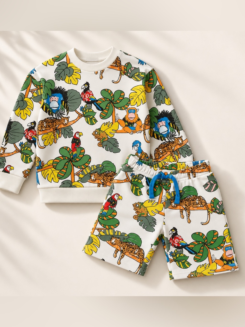 Matching 2 pcs. Sweatshirt & Shorts Set Stella McCartney Jungle Print Size 8 Boy